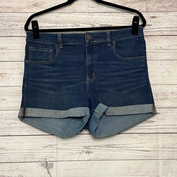 Aero High Rise Midi Denim Short Size 14 - Picture 1 of 6